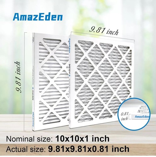 10x10x1 Air Filter MERV 8 MPR 600 Pleated HVAC AC Furnace Filters Dust White  - Picture 2 of 5