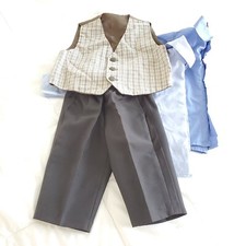 Baby Boy Tuxedo Formal Wear Suit 4-PC Shirts Pants and Vest 3 - 9 months