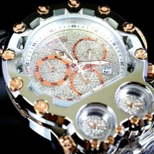 Invicta Bolt Magnum Tria 2.5 CTW Diamond Rose Gold Two Tone Swiss 52mm Watch New