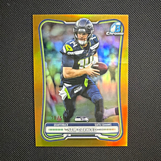 Bowman Football 2026 Sam Darnold Seattle Seahawks Gold Refractor /50 #BCV-91
