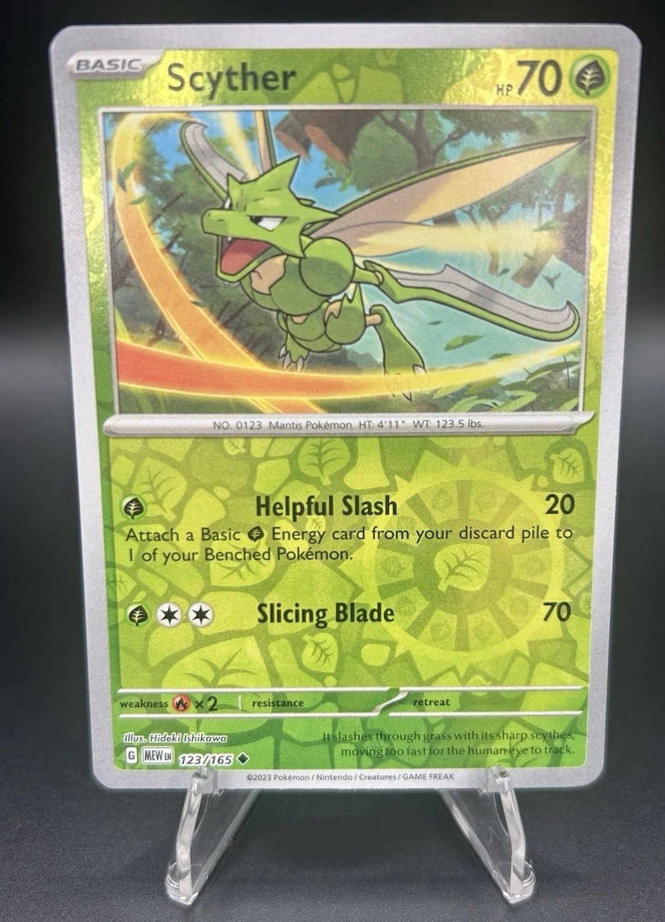 • Scyther • 123/165 Scarlet & Violet 151 Reverse Holo Pokemon TCG NM