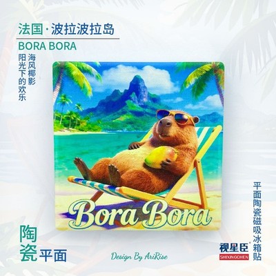 Bora Bora Capybara Beach Vacation Tourist Souvenir Resin Fridge Magnet Craft