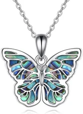 Butterfly Necklace for Women 925 Sterling Silver Abalone Pendant Christmas-Gifts
