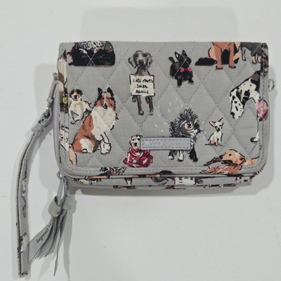 Vera Bradley Dog Show RFID Accordion Zip Wallet Wristlet Gray Corgi Poodle