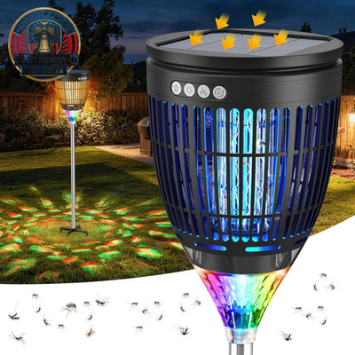 Solar Bug Zapper Outdoor,  4200V Mosquito Zapper with RGB Projector & Flame Ligh