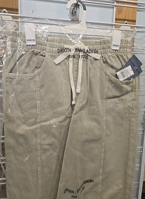 Universal Thread Womens MED Wide Leg Khaki Green Cotton Drawstring Pants 541LZ4 