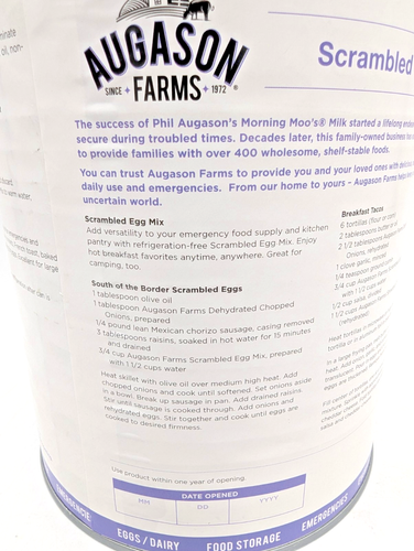 Augason Farms Scrambled Egg Mix Emergency Survival Food 2 lbs 4 oz No.10 Can NEW - Picture 7 of 9