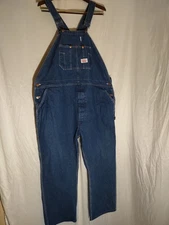 Round House Denim Overalls Farmers Truckers Bibs USA  Cotton Mens 50x30 EUC