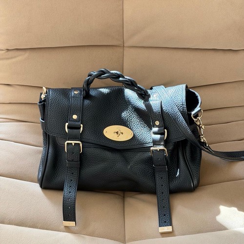 Mulberry Alexa Bag Black Heavy Grain Leather Gold Hardware