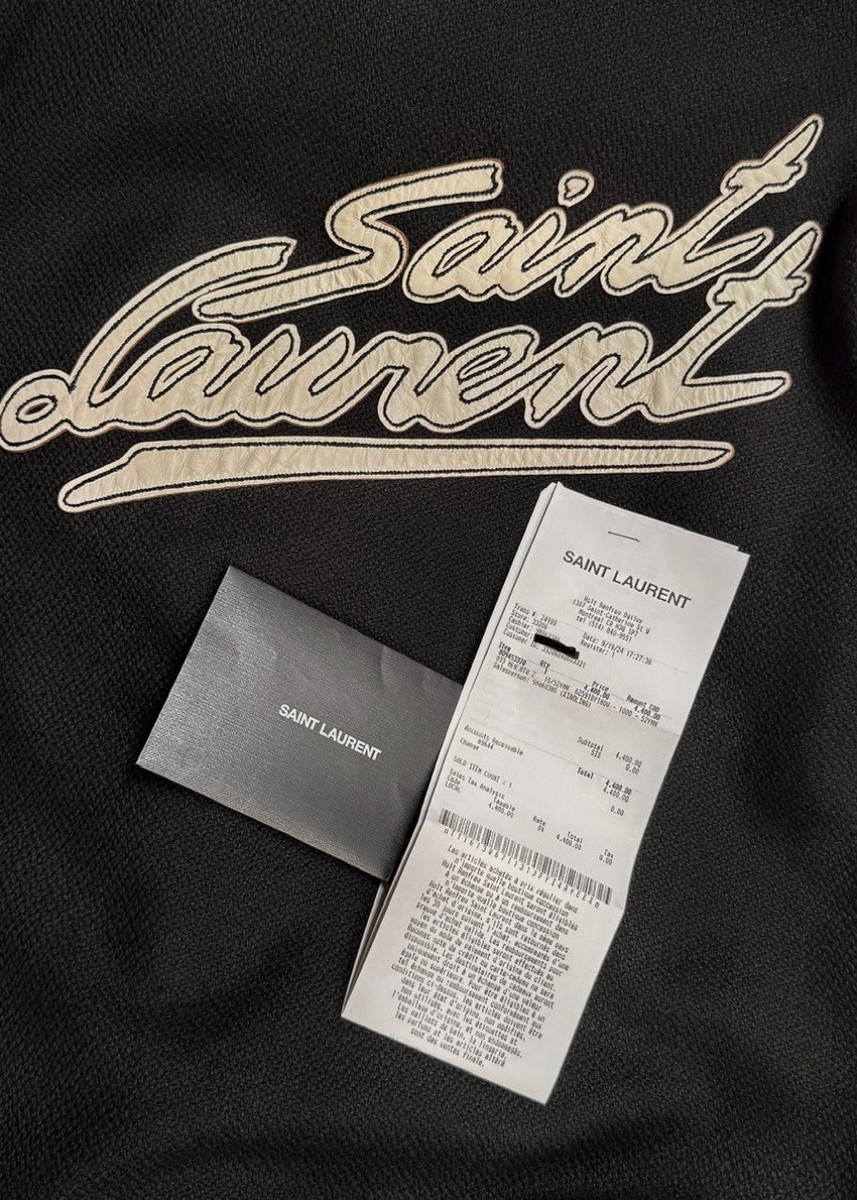 Saint Laurent Signature Logo Back Teddy Bomber Jacket - 52 IT | eBay