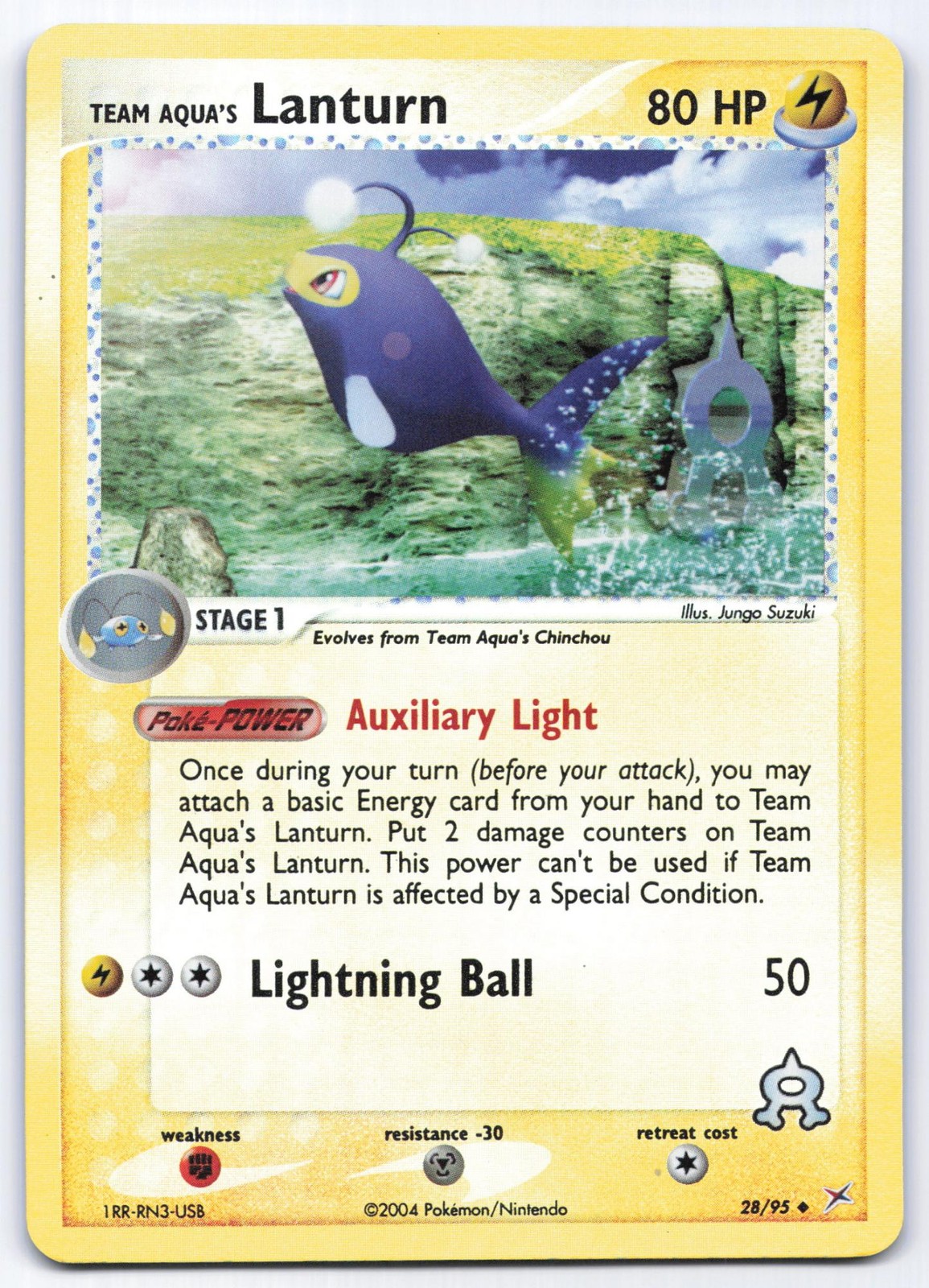 Team Aqua's Lanturn 28/95 Team Magma vs Team Aqua Reverse Holo Pokemon Card LP