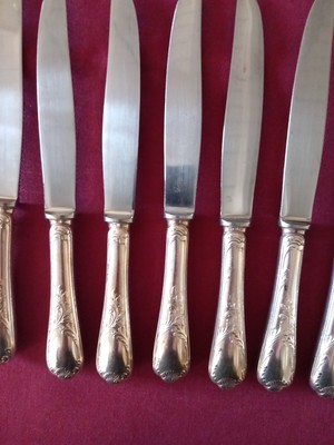 12 Couteaux à Entremets Francia Modèle Marly En Métal Argenté, Vintage France