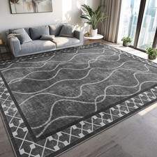 Area Rugs 6x9 Washable Rug, Non-Slip Rugs for Living Room, Low Pile Bordered ...