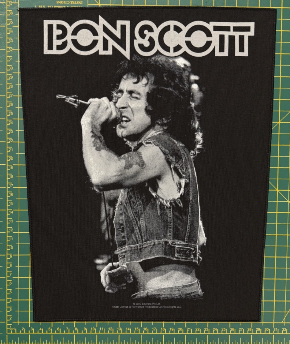 AC/DC Bon Scott Singing Large Size Sew On Printed Back Patch Officially Licensed
