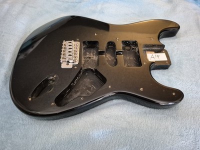 Squier By Fender Stratocaster Strat Guitar Body Black + Bridge 
