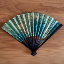 JAL Japan Airlines Original Fan Crane Logo Vintage Deep Green Handheld Fan