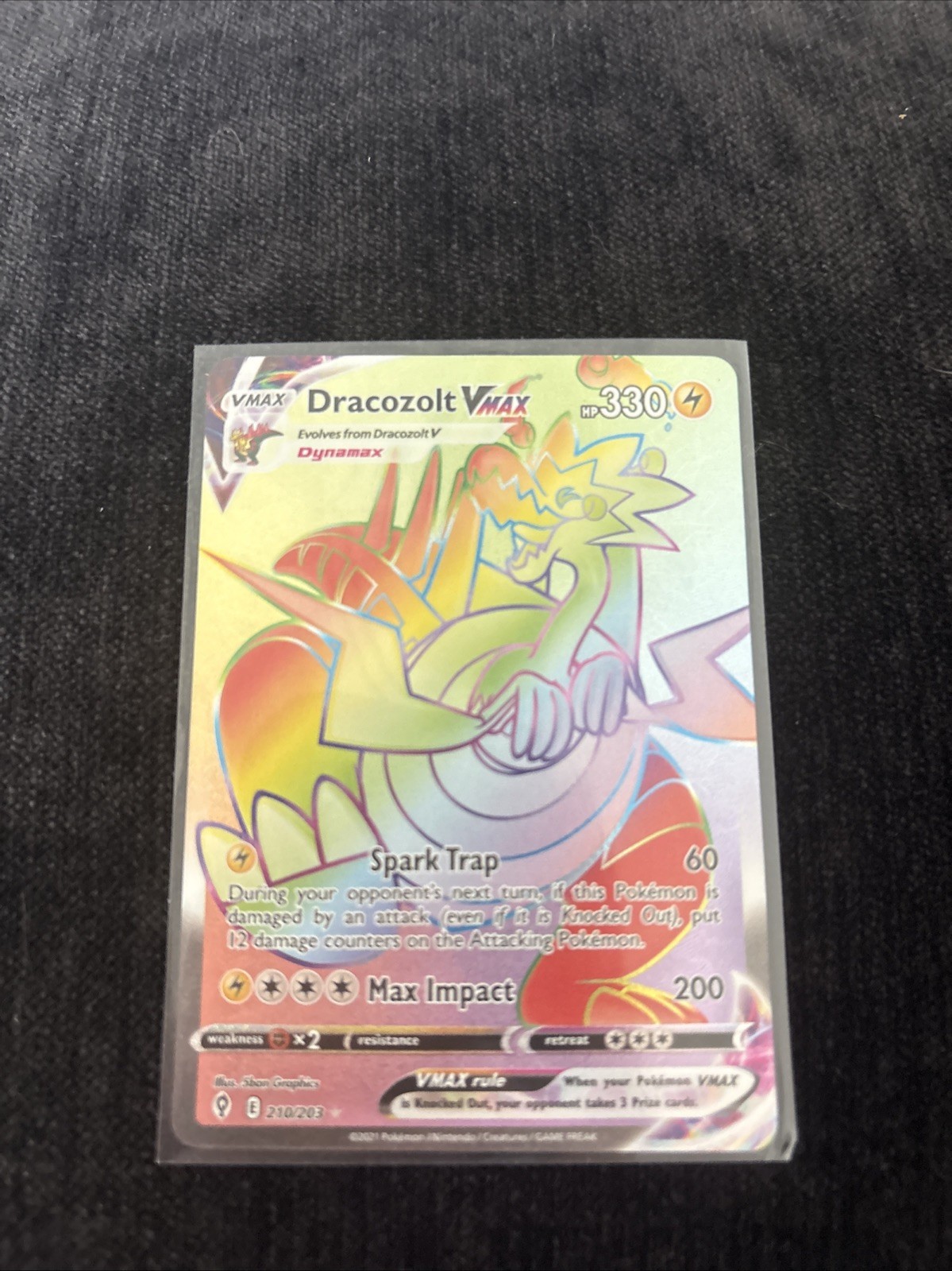 Pokémon TCG Dracozolt VMAX Evolving Skies Holo Ultra Rare Card 210/203 NM