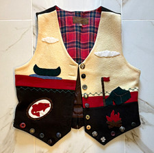 Vintage Lucia Luker Broomskirts Scenic Button Front Vest, Multicolor, Size L
