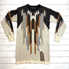 Two 2 Fly Women's L Aztec Western Sweater Dress Boho Country Western Brown Black