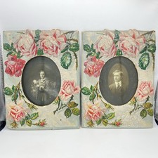 "Marcos de fotos florales troquelados antiguos 9,5""x7"" papel prensado en 3D rosas flores"
