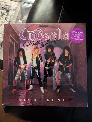 Cinderella Night Songs 1986 Gold Stamp PROMO LP Signed 2X   VVHTF SUPER RARE 