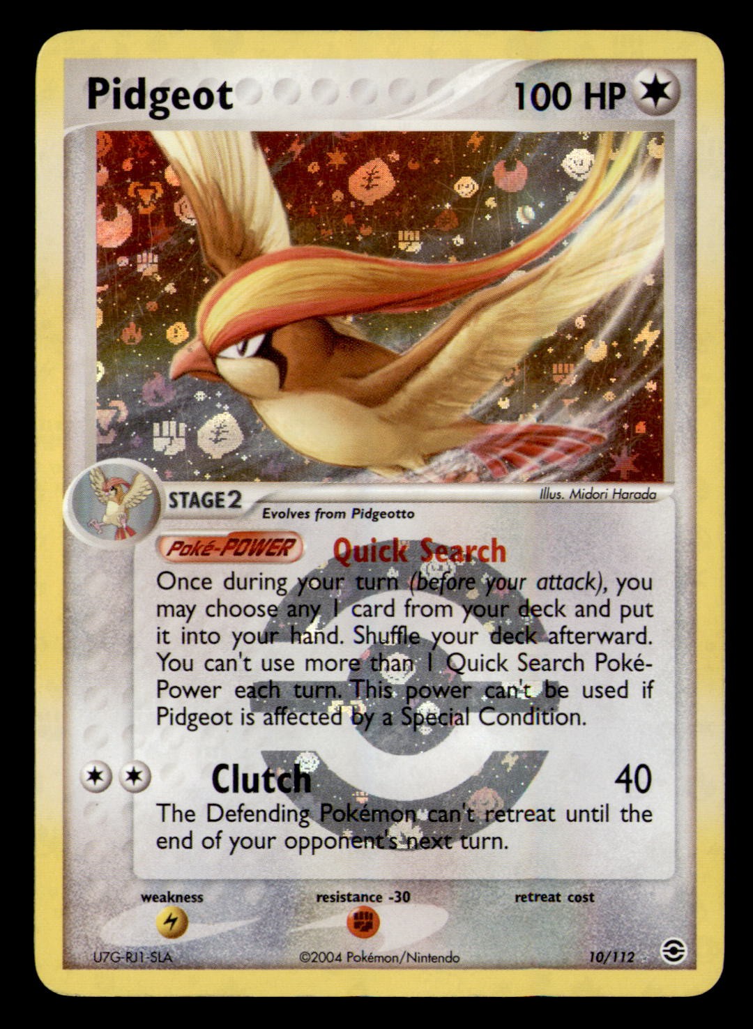 Pidgeot 10/112 Holo Rare FireRed & LeafGreen Pokemon Reverse Holo MP