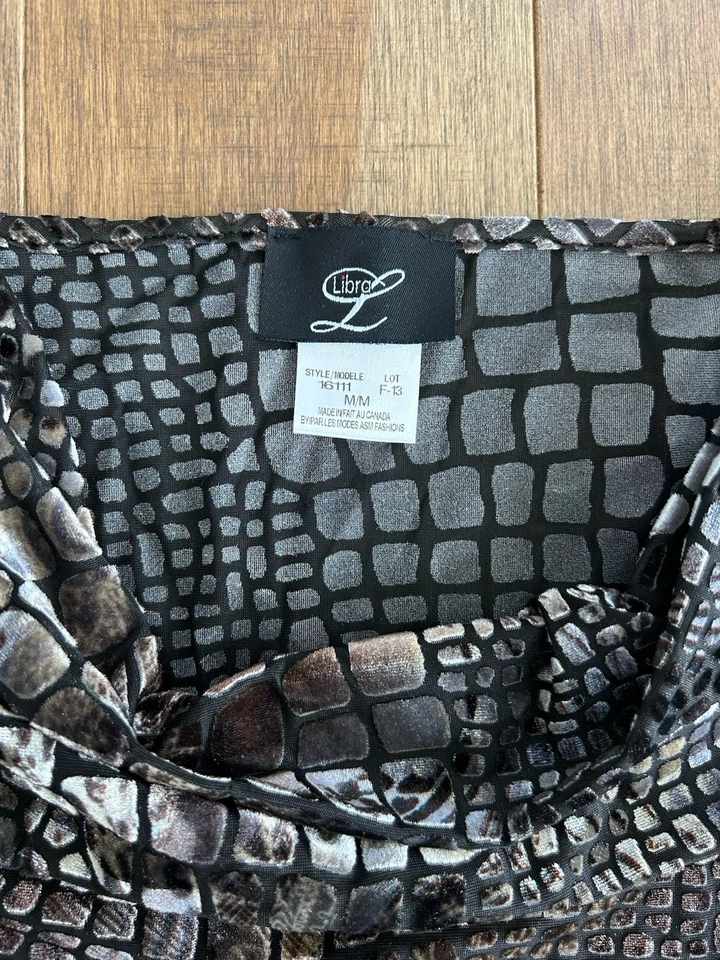 De Colección Libra Mujer M Terciopelo Transparente Burnout Top Estampado Reptiles Grunge Gótico Elástico Foto 2 de 4