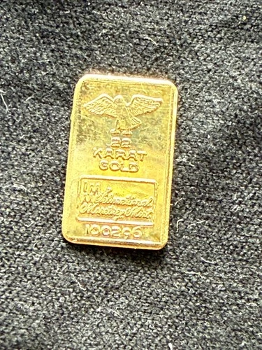 Vintage 22k Gold Bar International Monetary Mint * Eagle * 1/200th oz * Rare