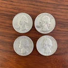 Lot of 4 Silver (90%) Washington Quarters - Junk Silver - Free Shipping