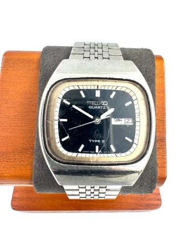 vintage seiko 35mm Unisex Quartz Watch 7546-5110 New Battery Working -f453