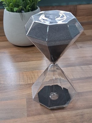 Achteckige Glas Küche/Eieruhr Sanduhr Anthrazit Grau Sand 17 Minuten