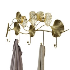 Gold Autumn Leaves Wall Hooks, 5-Pack Heavy Duty Coat Rack with Hardware  Ad...