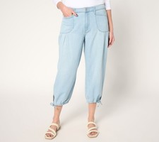 LOGO by Lori Goldstein Women's Pants Sz 10 Regular Cotton Chambray Blue A690986