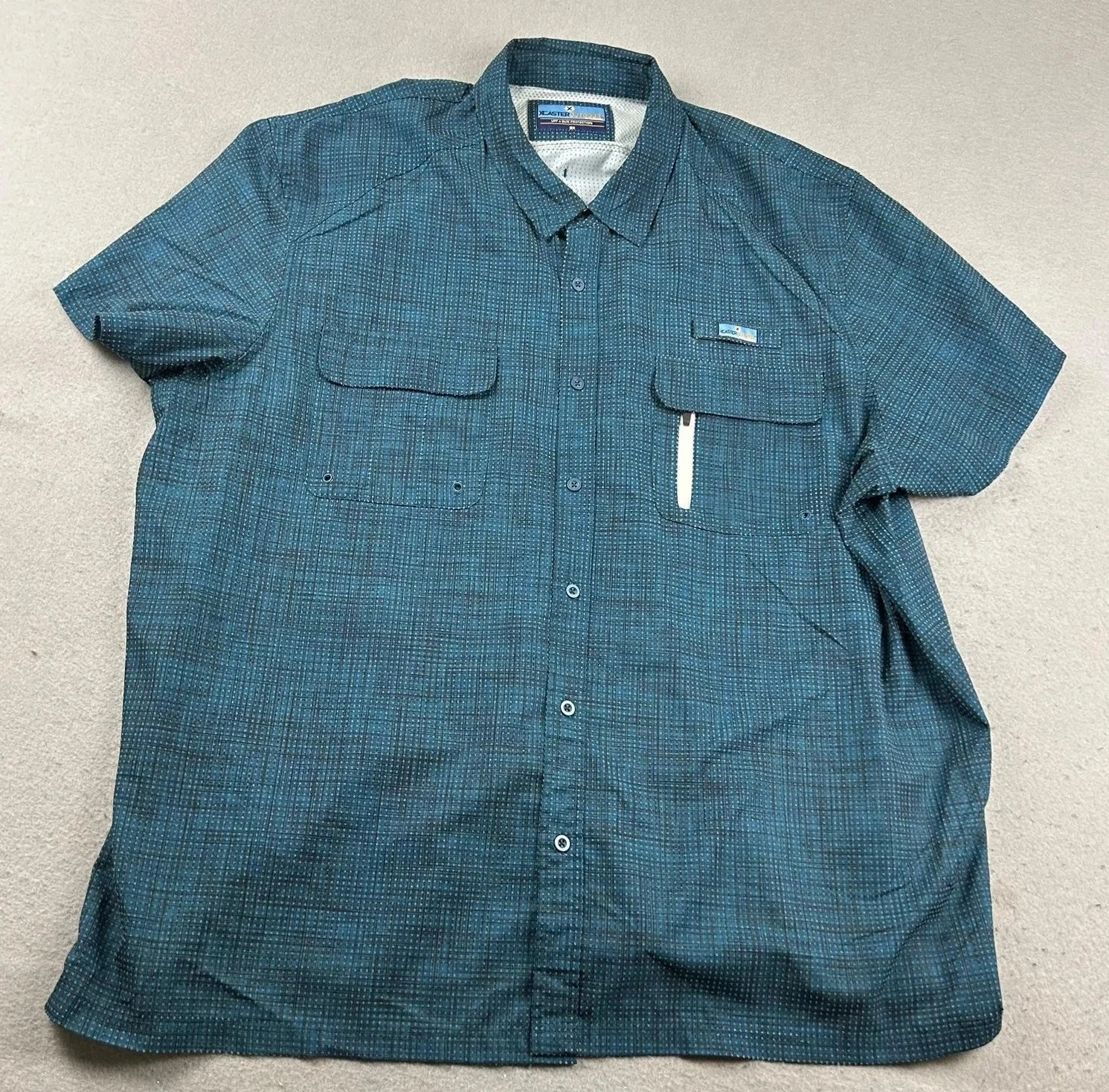 Xcaster Outdoor Shirt Mens 3X Blue Stretch UPF + Sun Protection Button Up