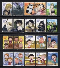 2010 Used Animation Hearo & Heroine No. 13 & 14, 80 yens 20 diff. Stamps.