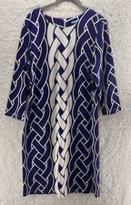 J. McLaughlin Sheath Dress Women’s Large Navy Catalina Cloth Braid Stretch Midi