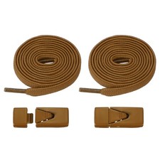 No Tie Shoelaces with 2 Metal Triangle Buckle Clips, 1Pair  Brown