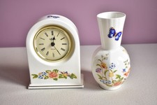 AYNSELY CHINA COTTAGE GARDEN MANTLE CLOCK AND VASE