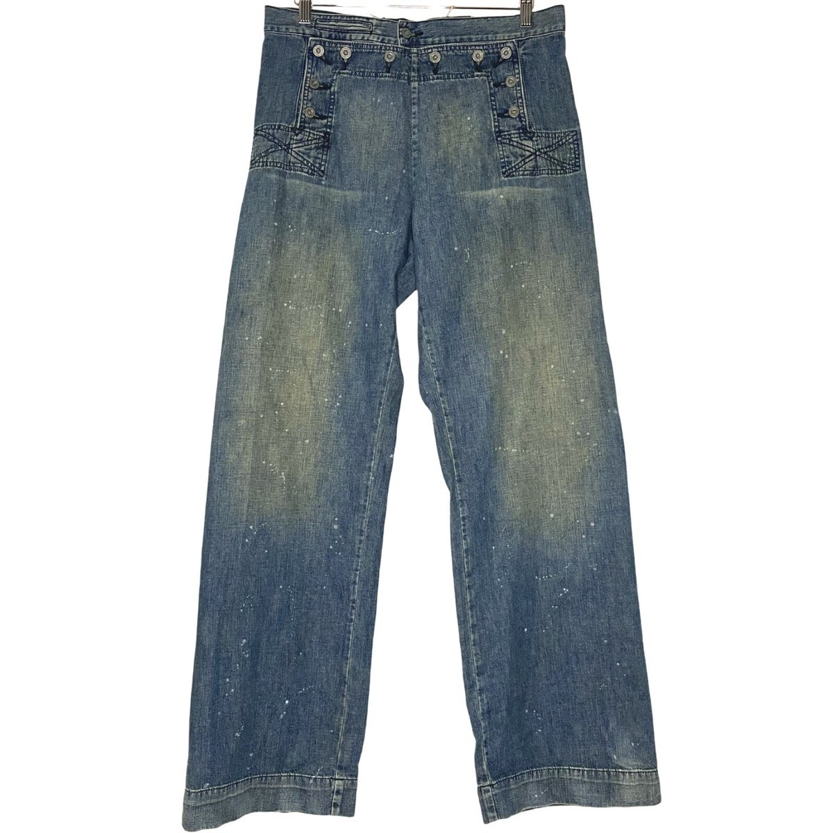 RRL Double RL Ralph Lauren Mens Jeans 34x34 Cotton Flap Front Lace