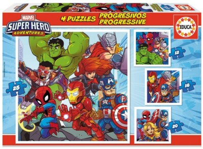 EDUCA Puzzle 4 in 1 Marvel super hero  Superheld 12/16/20/25 Teile ab 3 Jahre