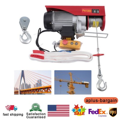 Electric Hoist Winch Engine Crane Overhead Lift 2200lbs with wire Remote Control