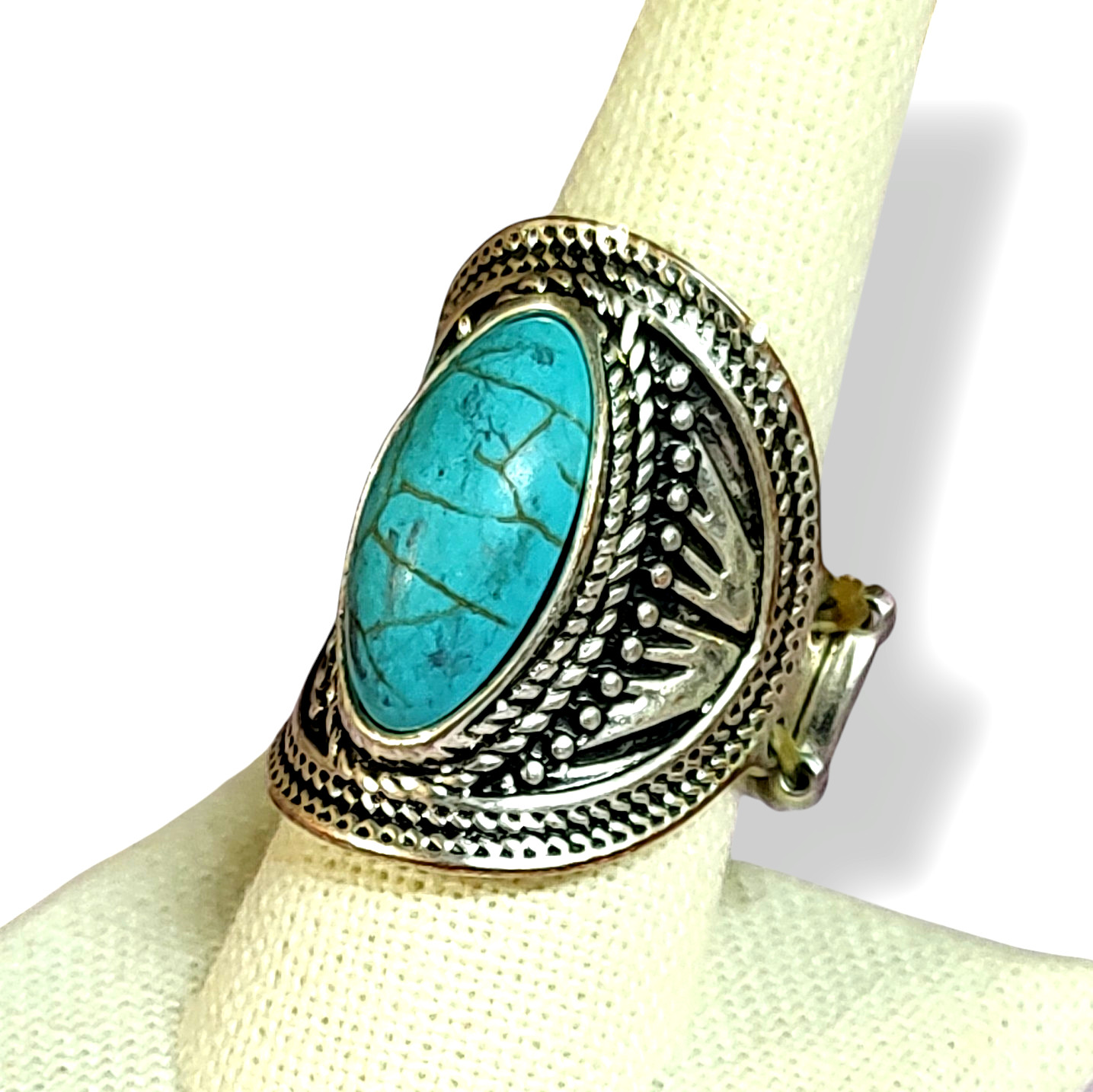 Adjustable Eastern Style Blue Ring - image 5