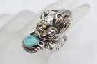 Vintage 925 Sterling Silver Natural Turquoise Dragon Head Ring Size 6