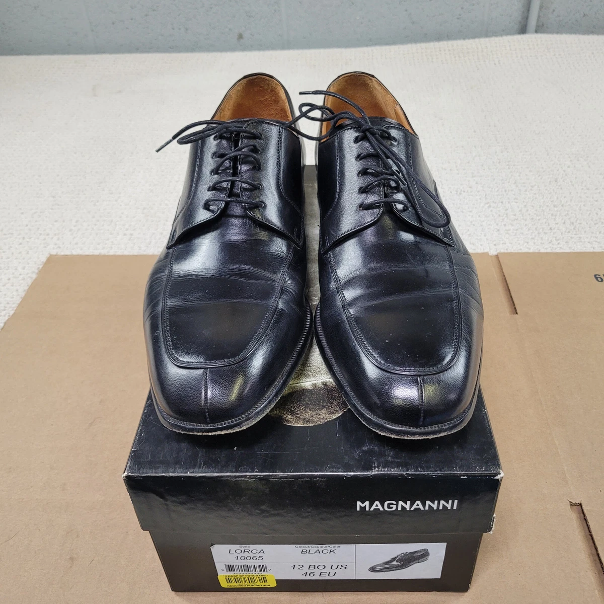 Magnanni Black Leather Wingtip Oxford Dress Shoe Pointed Square Toe Mens Size 10 Magnanni Milos / Corey Black Toe Cap Oxford Shoes - The  main image 3
