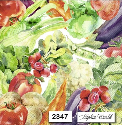 (2347) TWO Individual Paper LUNCHEON Decoupage Napkins - VEGETABLES GARDEN FOOD