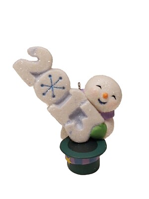 Hallmark Keepsake 2013 Frosty Fun Decade Jolly Snowman Green Hat Ornament