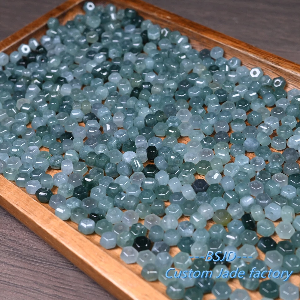 Натуральный класса нефрит маленький фонарь формы бисером синий нефрит льда зеленый DIY бисер - Изображение 2 из 4