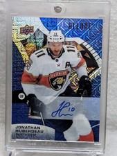 2021-22 UPPER DECK ALLURE #54 JONATHAN HUBERDEAU AUTO BLUE LINE PRIZM 1 /35 !!!