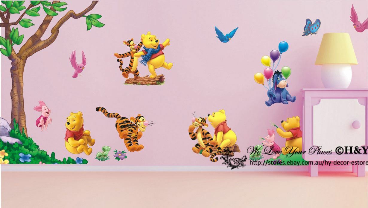 Large Winnie The Pooh Wall Art Decal Removable Nursery Kids Stickers