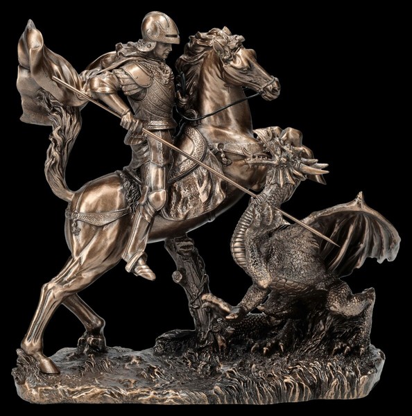 Georg DrachentöTer Statue – Veronese Figur Kunststein Bronziert 16 Cm Dekofigur-image